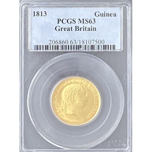 1813 King George III 'Military' Gold Guinea (PCGS MS63)