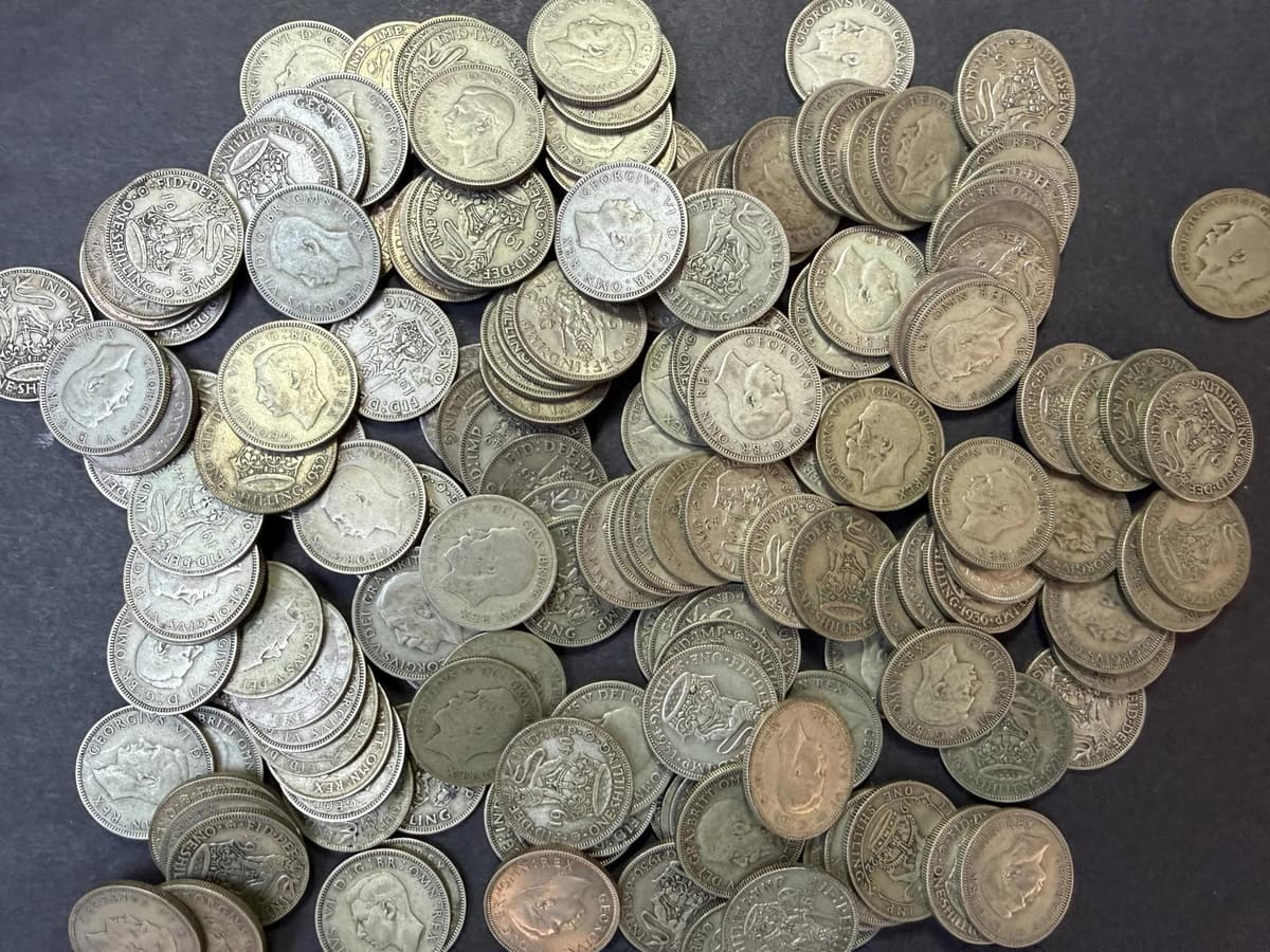 Collection 886g UK Pre 1947 Silver Shillings 159 Coins 1920 1946 Duplicate