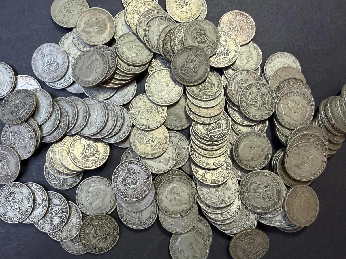 Collection 885g UK Pre 1947 Silver Shillings 159 Coins 1920 1946 Circulated